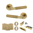 Quality image of Senza Pari Rosarno Door Handle Pack (Euro Lock Set - 3" CE Sashlock, 4" Fire Rated Hinges x3) - Satin Brass | Sku. adpspr170sb23 | available from Trade Door Handles.