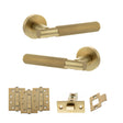 Quality image of Senza Pari Rosarno Door Handle Pack (Latch Set - 3" CE Latch, 4" Fire Rated Hinges x3) - Satin Brass | Sku. adpspr170sb4 | available from Trade Door Handles.