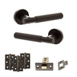 Quality image of Senza Pari Rosarno Door Handle Pack (Latch Set - 3" CE Latch, 3" Fire Rated Hinges x3) - Urban Dark Bronze | Sku. adpspr170udb2 | available from Trade Door Handles.