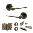 Quality image of Senza Pari Laviano Door Handle Pack (Euro Lock Set - 3" CE Sashlock, 3" Fire Rated Hinges x3) - Antique Brass | Sku. adpspr180ab21 | available from Trade Door Handles.