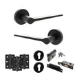 Quality image of Senza Pari Laviano Door Handle Pack (Euro Lock Set - 3" CE Sashlock, 3" Fire Rated Hinges x3) - Matt Black | Sku. adpspr180mb21 | available from Trade Door Handles.