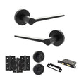 Quality image of Senza Pari Laviano Door Handle Pack (Bathroom Set - 3" CE Bathroom Lock, 3" Fire Rated Hinges x3) - Matt Black | Sku. adpspr180mb9 | available from Trade Door Handles.