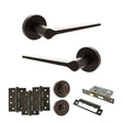 Quality image of Senza Pari Laviano Door Handle Pack (Bathroom Set - 2.5" CE Bathroom Lock, 4" Fire Rated Hinges x3) - Urban Dark Bronze | Sku. adpspr180udb10 | available from Trade Door Handles.