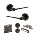 Quality image of Senza Pari Laviano Door Handle Pack (Bathroom Set - 2.5" CE Bathroom Lock, 4" Slim Knuckle Hinges x2) - Urban Dark Bronze | Sku. adpspr180udb12 | available from Trade Door Handles.