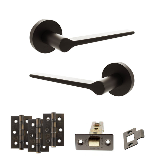 Quality image of Senza Pari Laviano Door Handle Pack (Latch Set - 2.5" CE Latch, 3" Fire Rated Hinges x3) - Urban Dark Bronze | Sku. adpspr180udb1 | available from Trade Door Handles.