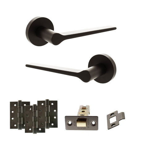 Quality image of Senza Pari Laviano Door Handle Pack (Latch Set - 2.5" CE Latch, 4" Fire Rated Hinges x3) - Urban Dark Bronze | Sku. adpspr180udb3 | available from Trade Door Handles.