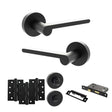 Quality image of Senza Pari Darrio Door Handle Pack (Bathroom Set - 2.5" CE Bathroom Lock, 4" Fire Rated Hinges x3) - Matt Black | Sku. adpspro218mb10 | available from Trade Door Handles.