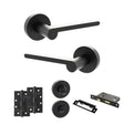 Quality image of Senza Pari Darrio Door Handle Pack (Bathroom Set - 3" CE Bathroom Lock, 4" Slim Knuckle Hinges x2) - Matt Black | Sku. adpspro218mb13 | available from Trade Door Handles.
