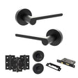 Quality image of Senza Pari Darrio Door Handle Pack (Bathroom Set - 3" CE Bathroom Lock, 3" Fire Rated Hinges x3) - Matt Black | Sku. adpspro218mb9 | available from Trade Door Handles.