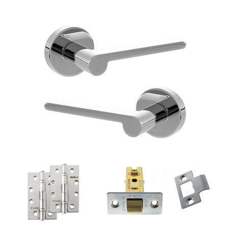 Quality image of Senza Pari Darrio Door Handle Pack (Latch Set - 3" CE Latch, 4" Slim Knuckle Hinges x2) - Polished Chrome | Sku. adpspro218pc6 | available from Trade Door Handles.