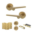 Quality image of Senza Pari Darrio Door Handle Pack (Bathroom Set - 2.5" CE Bathroom Lock, 3" Fire Rated Hinges x3) - Satin Brass | Sku. adpspro218sb8 | available from Trade Door Handles.