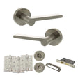 Quality image of Senza Pari Darrio Door Handle Pack (Bathroom Set - 2.5" CE Bathroom Lock, 4" Fire Rated Hinges x3) - Satin Nickel | Sku. adpspro218sn10 | available from Trade Door Handles.