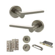 Quality image of Senza Pari Darrio Door Handle Pack (Bathroom Set - 2.5" CE Bathroom Lock, 4" Slim Knuckle Hinges x2) - Satin Nickel | Sku. adpspro218sn12 | available from Trade Door Handles.