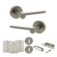 Quality image of Senza Pari Darrio Door Handle Pack (3 Lever Lock Set - 2.5" CE Sashlock, 4" Fire Rated Hinges x3) - Satin Nickel | Sku. adpspro218sn16 | available from Trade Door Handles.