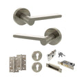 Quality image of Senza Pari Darrio Door Handle Pack (Euro Lock Set - 2.5" CE Sashlock, 4" Slim Knuckle Hinges x2) - Satin Nickel | Sku. adpspro218sn24 | available from Trade Door Handles.