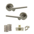 Quality image of Senza Pari Darrio Door Handle Pack (Latch Set - 2.5" CE Latch, 4" Slim Knuckle Hinges x2) - Satin Nickel | Sku. adpspro218sn5 | available from Trade Door Handles.