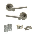Quality image of Senza Pari Darrio Door Handle Pack (Latch Set - 2.5" Latch, 3" Hinges x2) - Satin Nickel | Sku. adpspro218sn7 | available from Trade Door Handles.