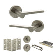 Quality image of Senza Pari Darrio Door Handle Pack (Bathroom Set - 3" CE Bathroom Lock, 3" Fire Rated Hinges x3) - Satin Nickel | Sku. adpspro218sn9 | available from Trade Door Handles.