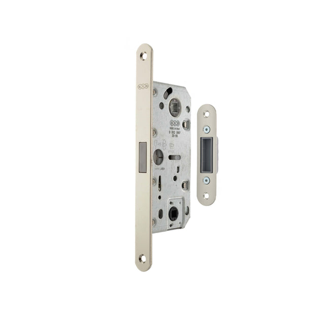 Quality image of AGB Polaris 2XT Magnetic Bathroom Lock with adjustable strikeplate 35mm backset - Polished Chrome | Sku. agb2xt25wcpc | available from Trade Door Handles.