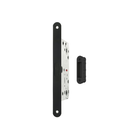Quality image of AGB Polaris 2XT Magnetic Bathroom Lock 50mm backset with strike plates for ALU doors - Matt Black | Sku. agb2xtwc50mb-alu | available from Trade Door Handles.