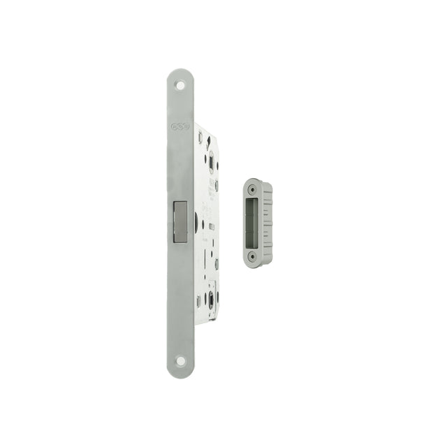 Quality image of AGB Polaris 2XT Magnetic Bathroom Lock 60mm backset with strike plates for ALU doors - Satin Chrome | Sku. agb2xtwcsc-alu | available from Trade Door Handles.