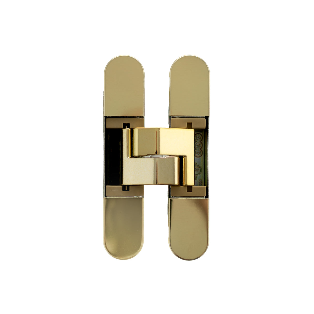 Quality image of AGB Eclipse 3.2 Heavy Duty Adjustable Concealed Hinge 80KG Capacity - Polished Brass | Sku. agbh32hdpb | available from Trade Door Handles.
