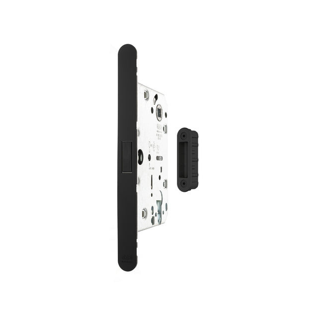 Quality image of AGB Revolution XT Magnetic Euro Profile Sashlock 60mm backset with strike plates for ALU doors - Matt Black | Sku. agbmlemb-alu | available from Trade Door Handles.