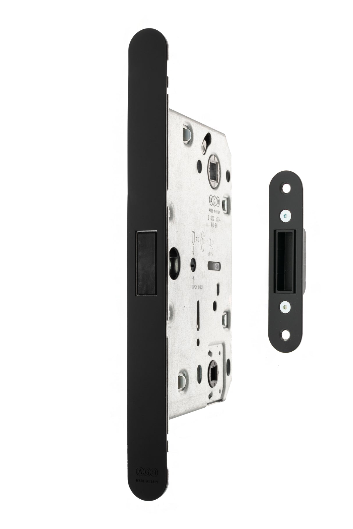 Quality image of AGB Revolution XT Magnetic Bathroom Lock 60mm backset - Matt Black | Sku. agbmlwcmb | available from Trade Door Handles.