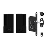 Quality image of AGB Wave Flush Pocket Door Handle & Bathroom Lock Set - Matt Black | Sku. agbwbpdmb | available from Trade Door Handles.