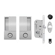 Quality image of AGB Wave Flush Pocket Door Handle & Bathroom Lock Set - Satin Chrome | Sku. agbwbpdsc | available from Trade Door Handles.