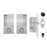 Quality image of AGB Wave Flush Pocket Door Handle & Bathroom Lock Set - Satin Chrome | Sku. agbwbpdsc | available from Trade Door Handles.