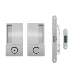 Quality image of AGB Wave Flush Door Handle & Bathroom Lock Set - Satin Chrome | Sku. agbwbsc | available from Trade Door Handles.