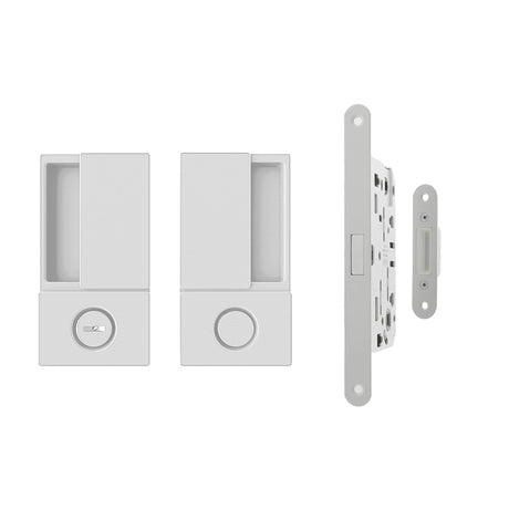 Quality image of AGB Wave Flush Door Handle & Bathroom Lock Set - White | Sku. agbwbwh | available from Trade Door Handles.