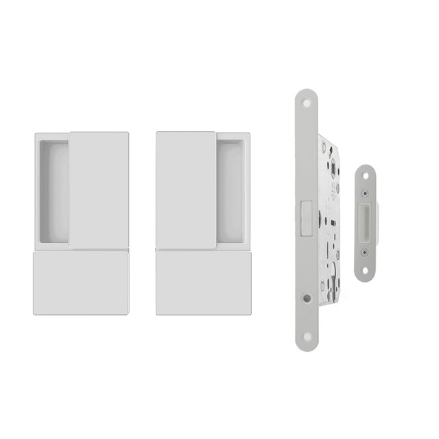 Quality image of AGB Wave Flush Door Handle & Euro Profile Lock Set - White | Sku. agbwewh | available from Trade Door Handles.