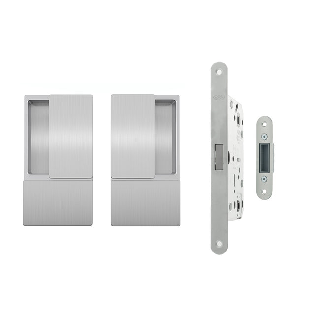 Quality image of AGB Wave Flush Door Handle & Latch Set - Satin Chrome | Sku. agbwlsc | available from Trade Door Handles.
