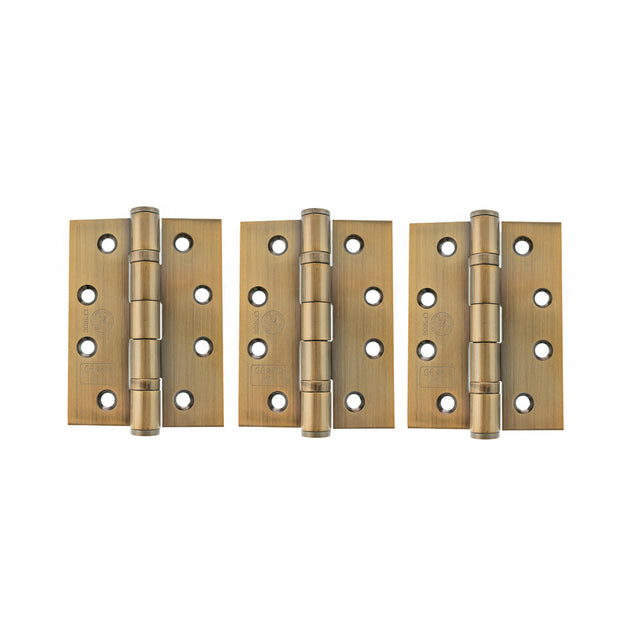Quality image of Atlantic Ball Bearing Hinges Grade 13 Fire Rated 4" x 3" x 3mm set of 3 - Antique Brass | Sku. ah1433ab-3 | available from Trade Door Handles.