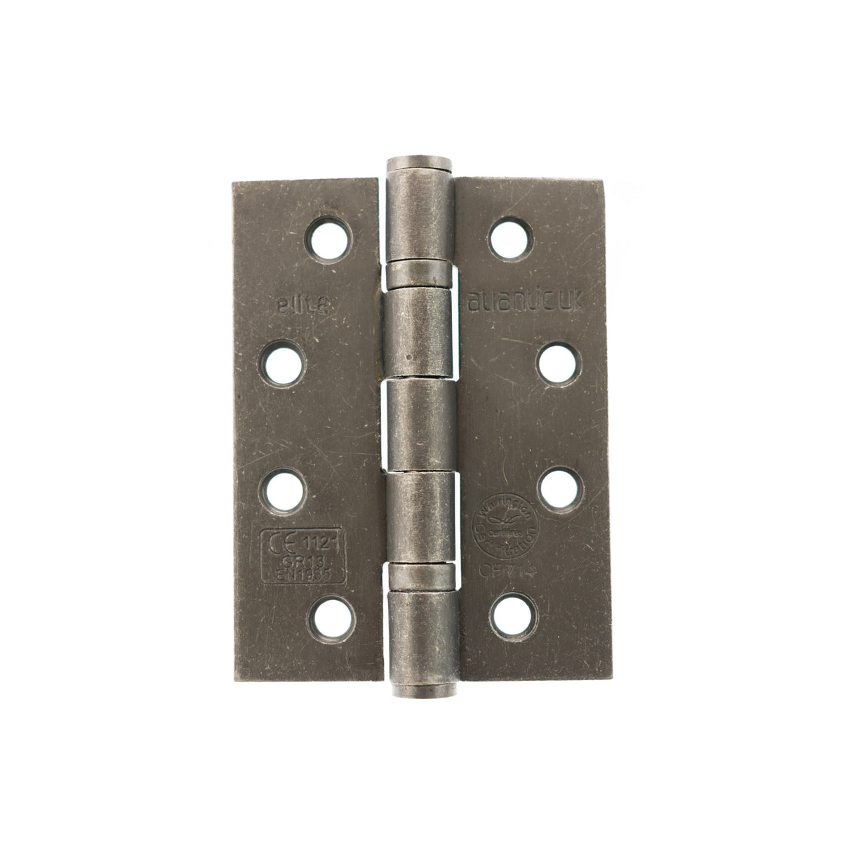 Quality image of Atlantic Ball Bearing Hinges Grade 13 Fire Rated 4" x 3" x 3mm - Distressed Silver | Sku. ah1433ds | available from Trade Door Handles.