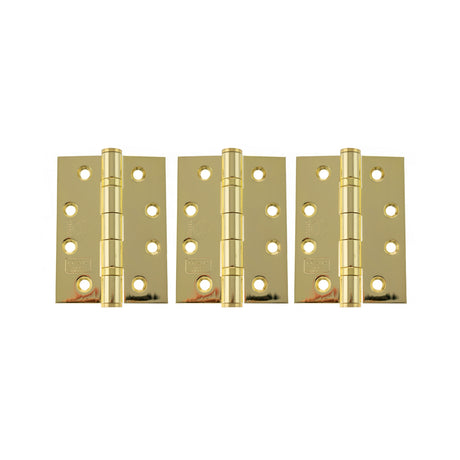 Quality image of Atlantic Ball Bearing Hinges Grade 13 Fire Rated 4" x 3" x 3mm set of 3 - Polished Brass | Sku. ah1433eb-3 | available from Trade Door Handles.