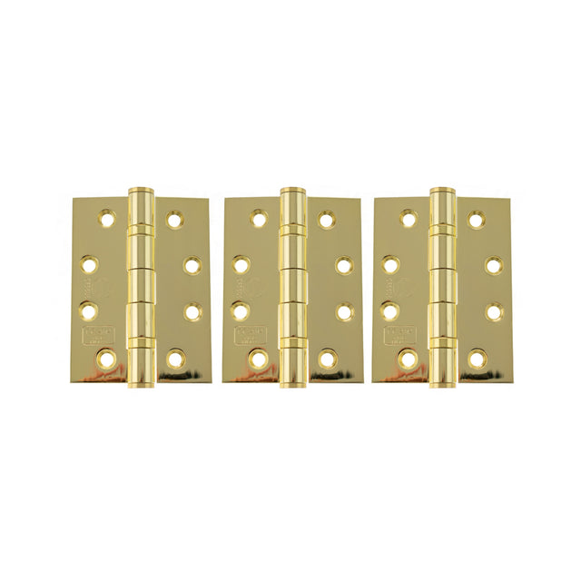 Quality image of Atlantic Ball Bearing Hinges Grade 13 Fire Rated 4" x 3" x 3mm set of 3 - Polished Brass | Sku. ah1433eb-3 | available from Trade Door Handles.