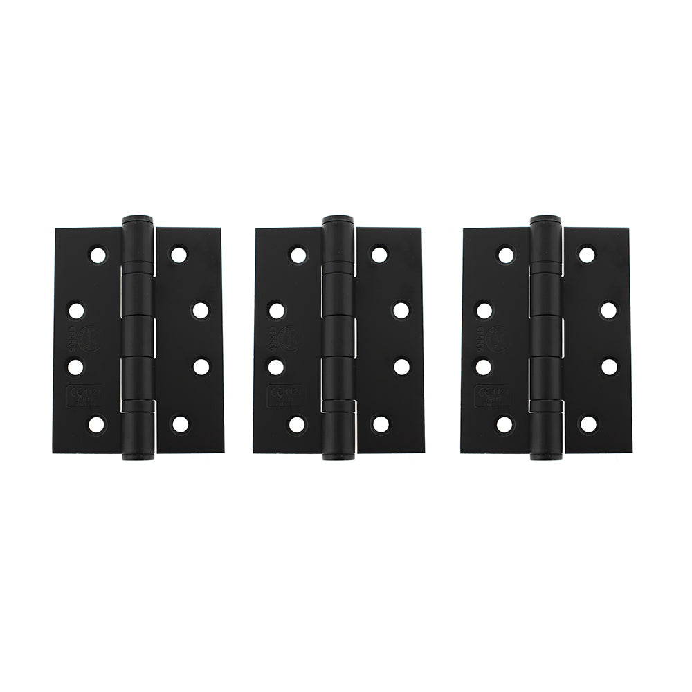 Quality image of Atlantic Ball Bearing Hinges Grade 13 Fire Rated 4" x 3" x 3mm set of 3 - Matt Black | Sku. ah1433mb-3 | available from Trade Door Handles.