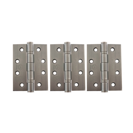 Quality image of Atlantic Ball Bearing Hinges Grade 13 Fire Rated 4" x 3" x 3mm set of 3 - Matt Gun Metal | Sku. ah1433mbn-3 | available from Trade Door Handles.