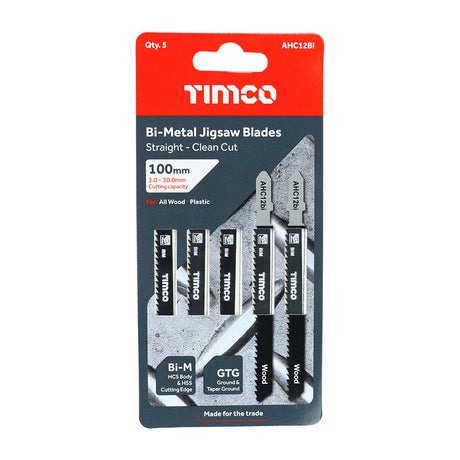 This is an image of Timco - Jigsaw Blades - Wood Cutting - Bi-Metal Blades - T101BF T101BF (5 Pieces Pack) AHC12BI
