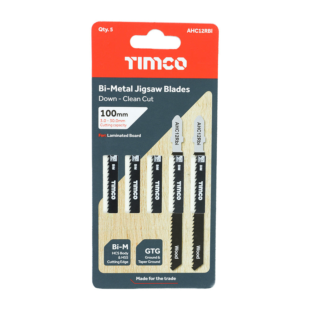 This is an image of Timco - Jigsaw Blades - Wood Cutting - Bi-Metal Blades - T101BRF T101BRF (5 Pieces Pack) AHC12RBI