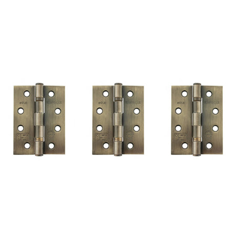 Quality image of Atlantic Ball Bearing Hinges Grade 11 Fire Rated 4" x 3" x 2.5mm set of 3 - Antique Brass | Sku. ahg111433ab-3 | available from Trade Door Handles.