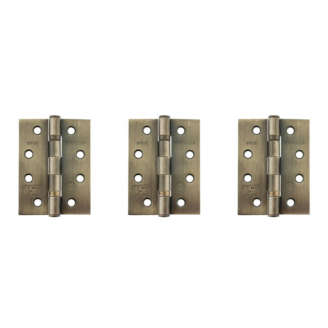 Quality image of Atlantic Ball Bearing Hinges Grade 11 Fire Rated 4" x 3" x 2.5mm set of 3 - Antique Brass | Sku. ahg111433ab-3 | available from Trade Door Handles.