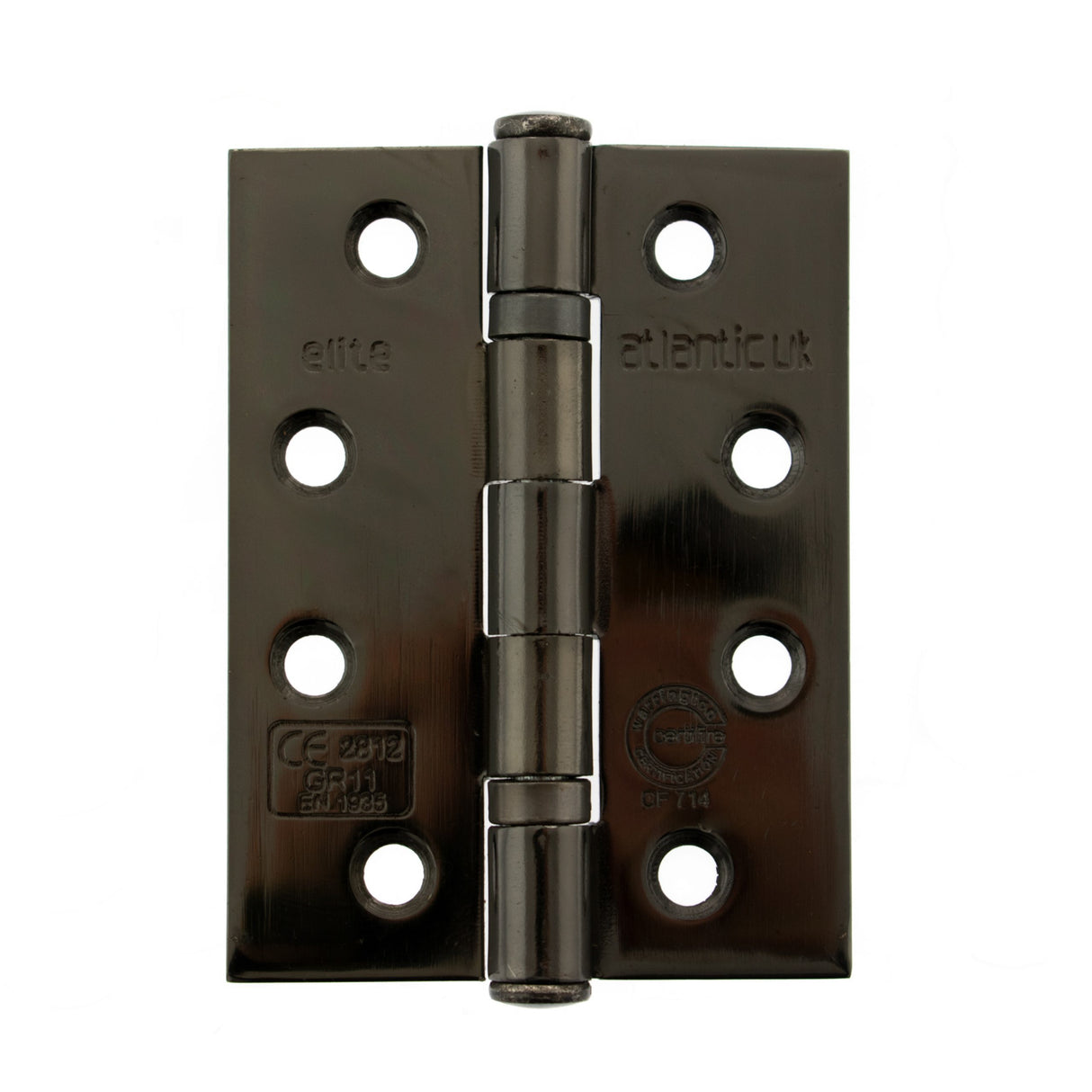 Quality image of Atlantic Ball Bearing Hinges Grade 11 Fire Rated 4" x 3" x 2.5mm - Black Nickel | Sku. ahg111433bn | available from Trade Door Handles.