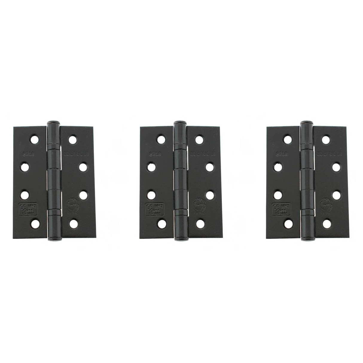 Quality image of Atlantic Ball Bearing Hinges Grade 11 Fire Rated 4" x 3" x 2.5mm set of 3 - Matt Black | Sku. ahg111433mb-3 | available from Trade Door Handles.