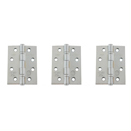 Quality image of Atlantic Ball Bearing Hinges Grade 11 Fire Rated 4" x 3" x 2.5mm set of 3 - Polished Chrome | Sku. ahg111433pc-3 | available from Trade Door Handles.