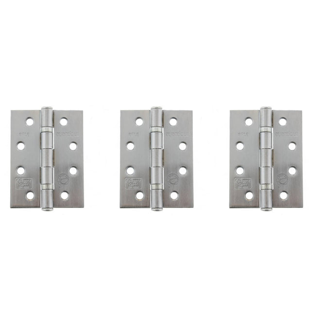 Quality image of Atlantic Ball Bearing Hinges Grade 11 Fire Rated 4" x 3" x 2.5mm set of 3 - Satin Chrome | Sku. ahg111433sc-3 | available from Trade Door Handles.