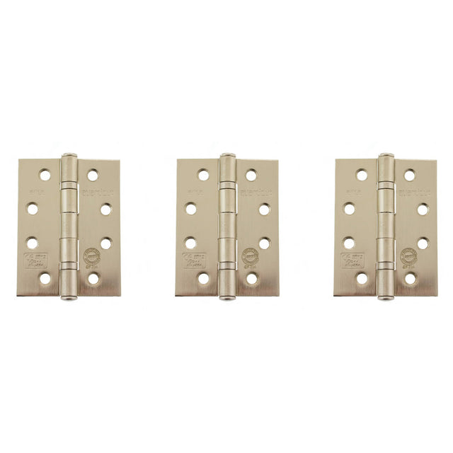 Quality image of Atlantic Ball Bearing Hinges Grade 11 Fire Rated 4" x 3" x 2.5mm set of 3 - Satin Nickel | Sku. ahg111433sn-3 | available from Trade Door Handles.